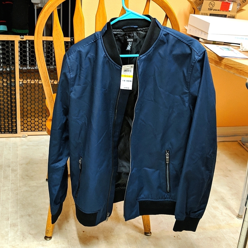 NWT Alfani bomber jacket dark blue men's size medium - Picture 5 of 6
